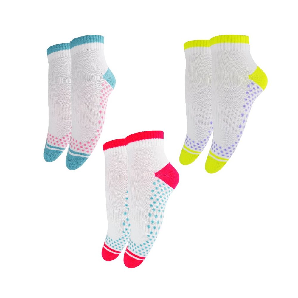 Women’s Grips sport, yoga 3 pair white neon socks